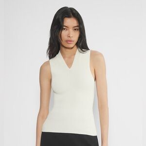 Cream Sleeveless V-Neck Top